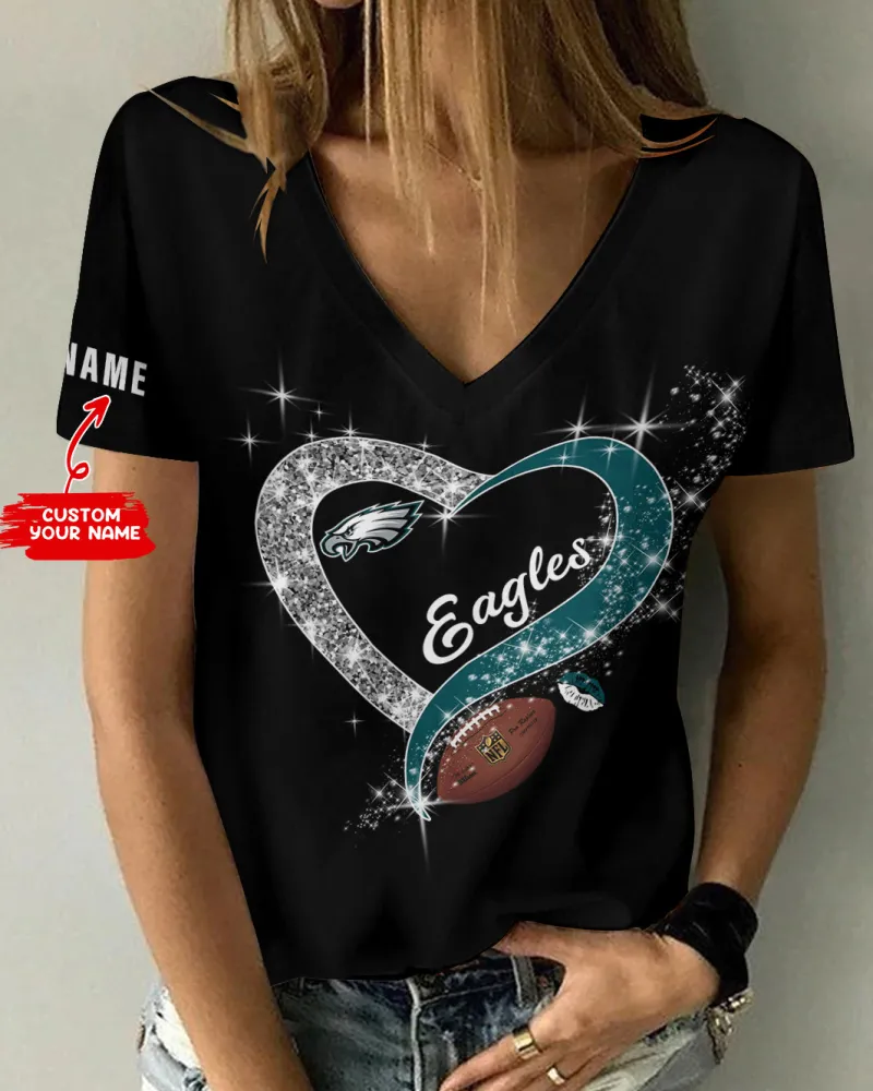 Philadelphia Eagles Personalized Summer V-neck T-shirt