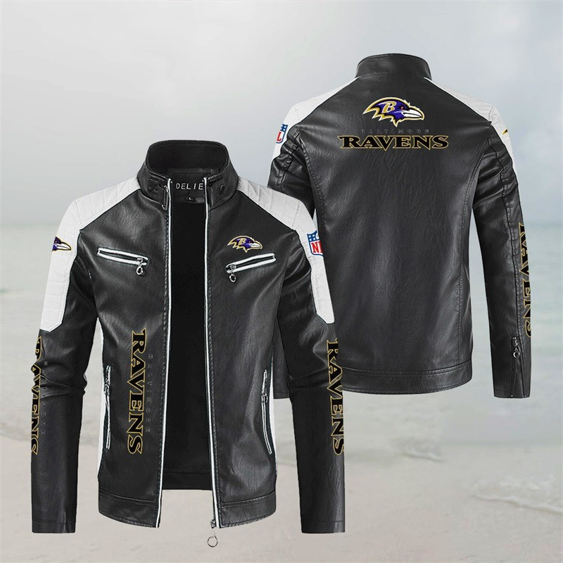 Baltimore Ravens Stand Collar Leather Jacket