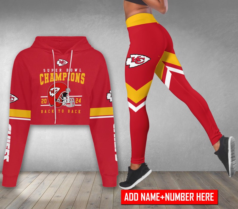 Kansas City Chiefs Croptop Hoodie and Leggings 1