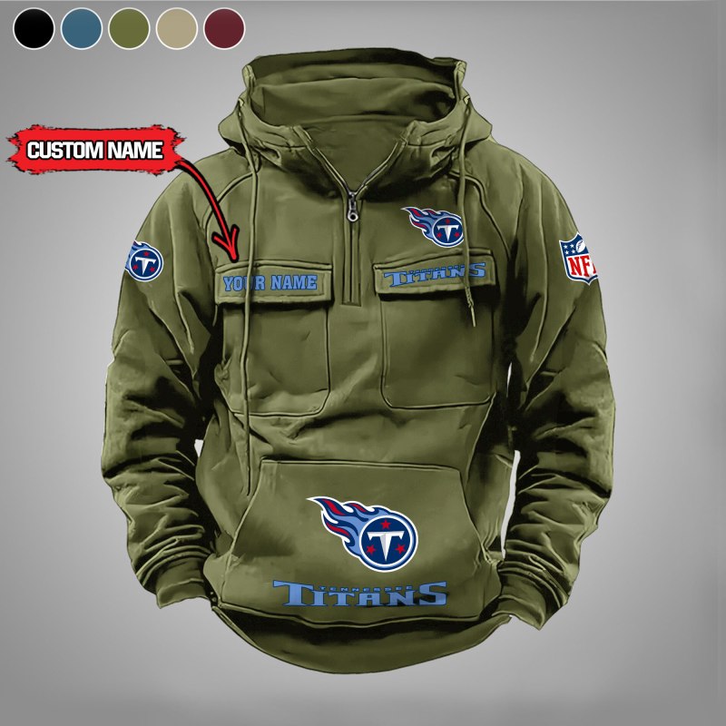 Tennessee Titans Multi-Pockets Zip Hoodie - Green