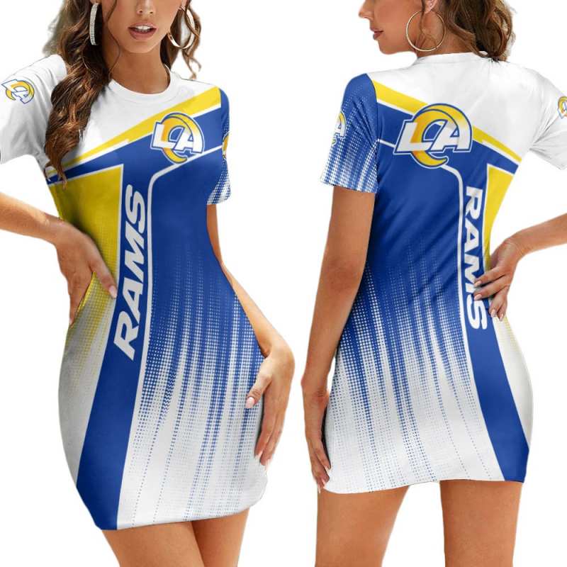Los Angeles Rams Casual Short Sleeve Bodycon Mini Dress