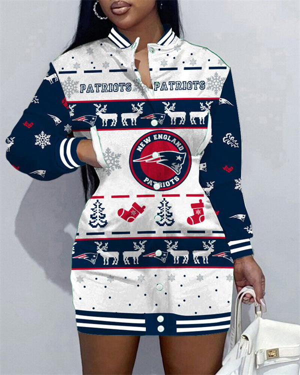 New England Patriots Women's Button Down Jacket Dress