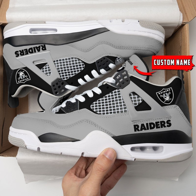 Las Vegas Raiders Personalized AJ4 Sneakers