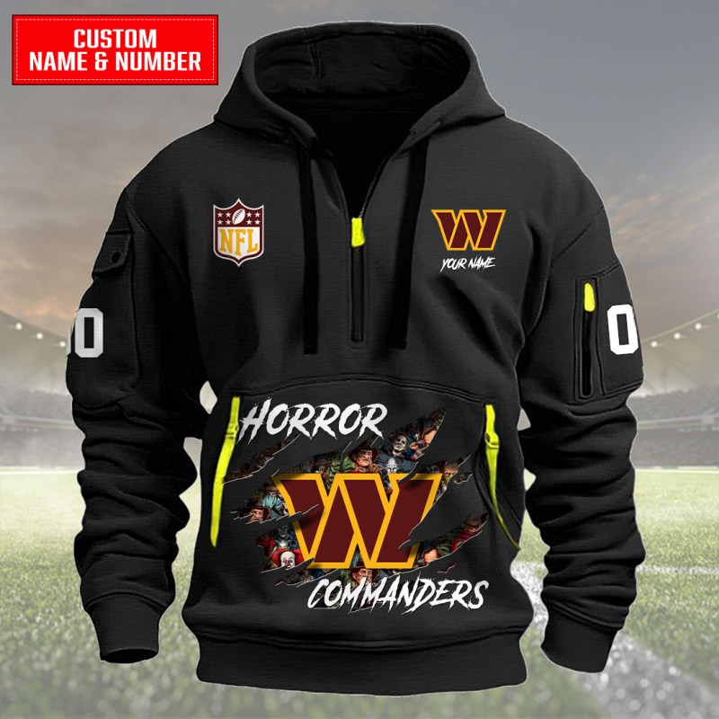 Washington Commanders Quarter Zip Hoodie Black