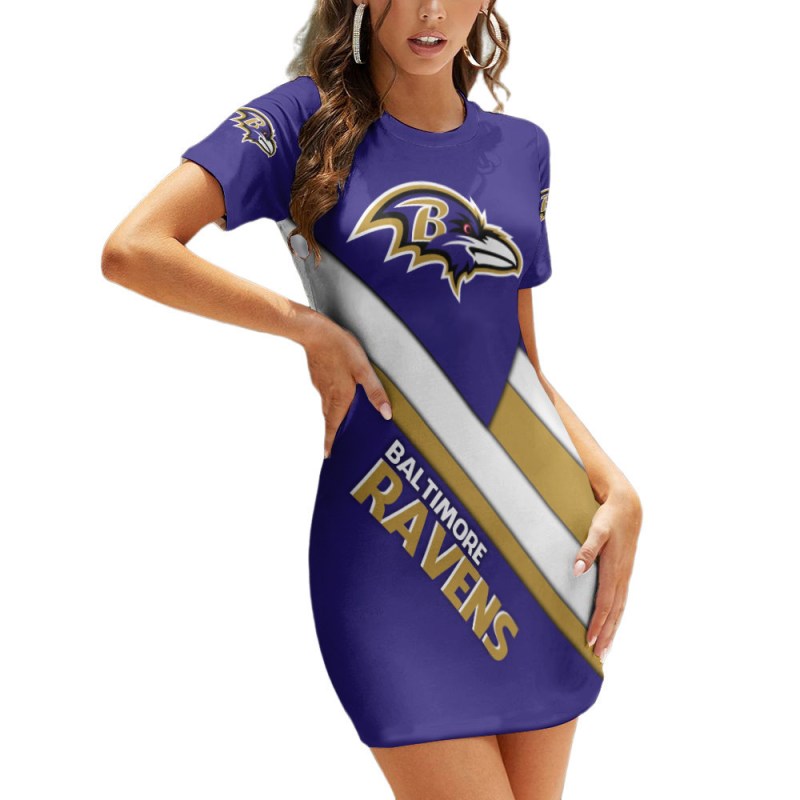 Baltimore Ravens Short Sleeve Bodycon Mini Dress