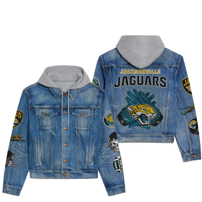 Jacksonville Jaguars Hooded Denim Jacket Front View