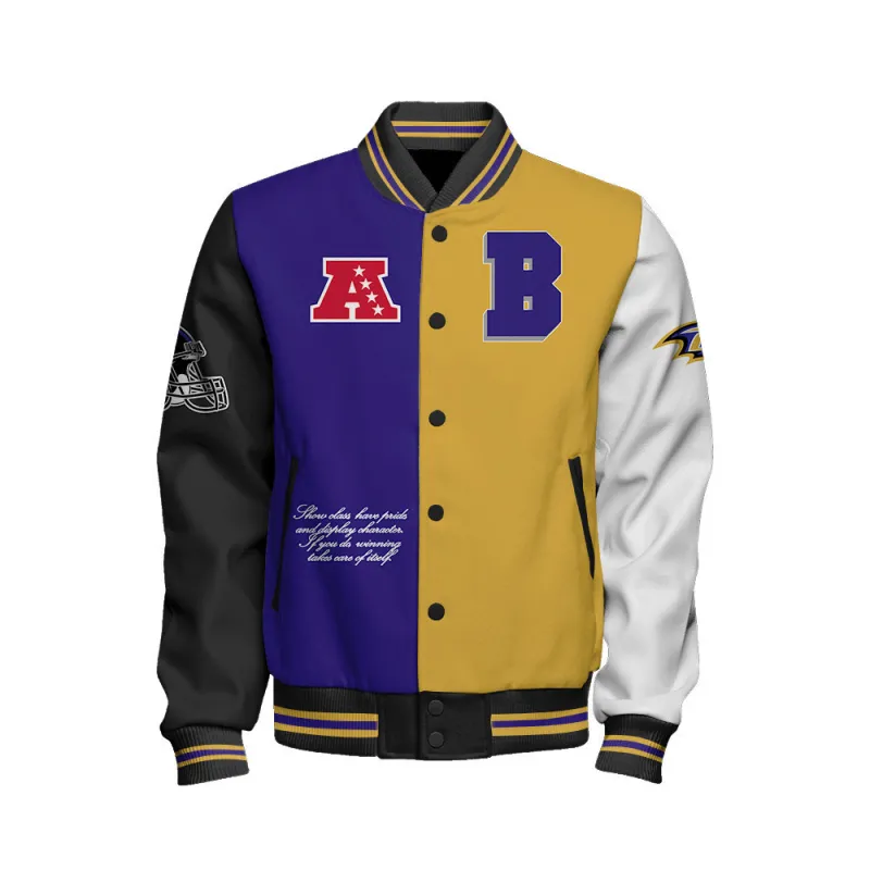 Back of Baltimore Ravens Unisex Varsity Jacket