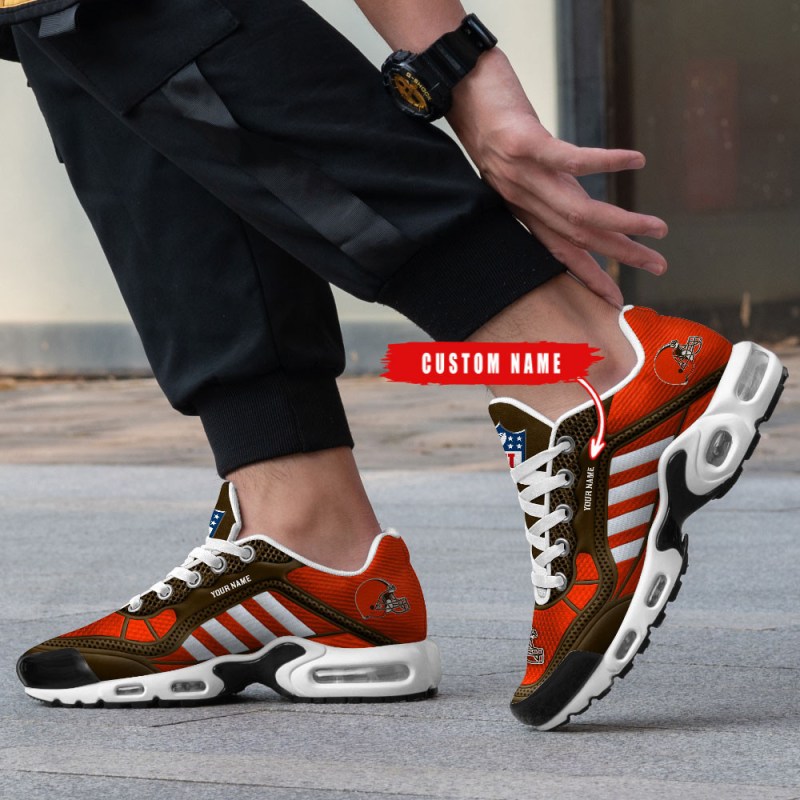Cleveland Browns Personalized Plus T-N Youth Sneakers - Back View