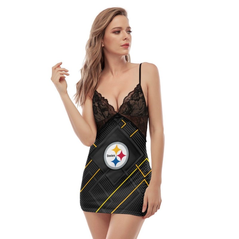 Pittsburgh Steelers Lace Back Strap Slip Dress Image 4