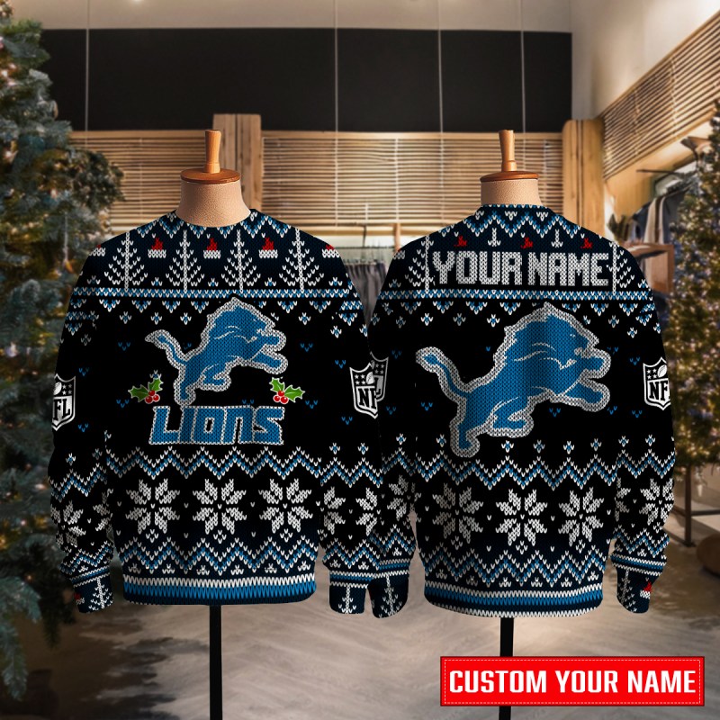 Detroit Lions Ugly Christmas Sweater Full View