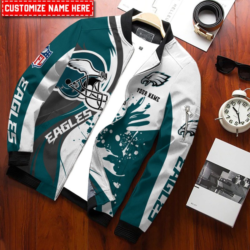 Philadelphia Eagles Personalized Bomber Jacket Side