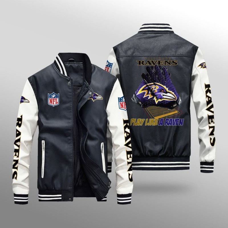 Baltimore Ravens Leather Bomber Jacket