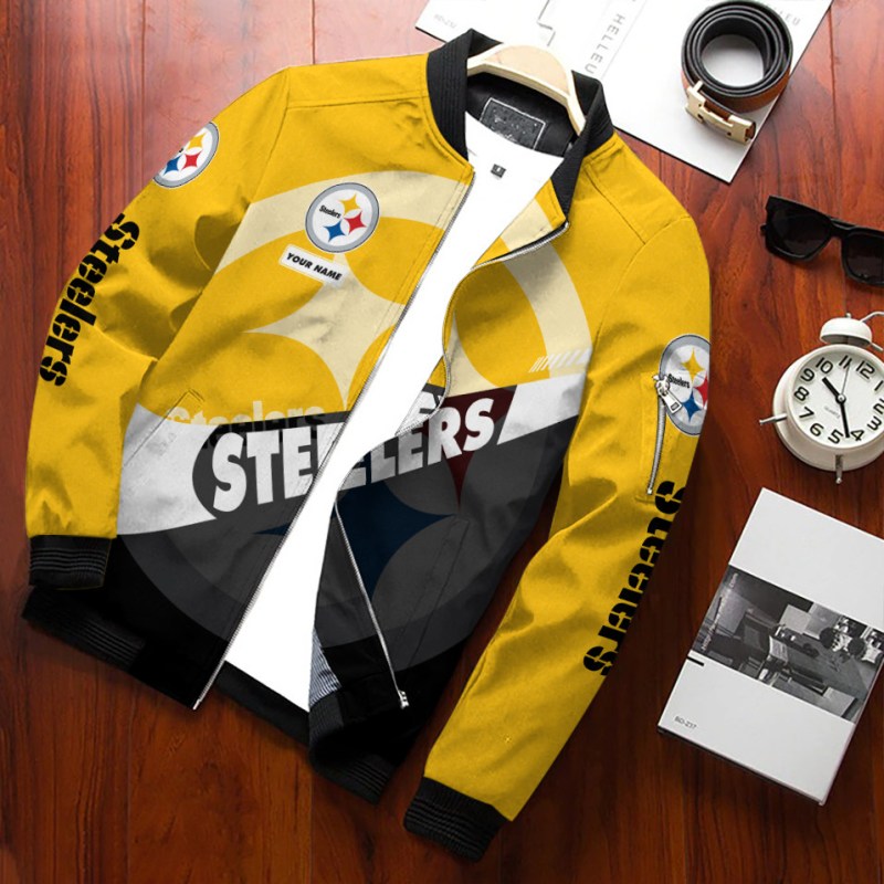 Pittsburgh Steelers Personalized Bomber Jacket Back View