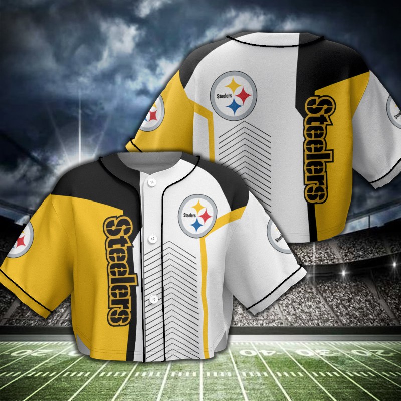 Pittsburgh Steelers Crop Top Baseball Jersey