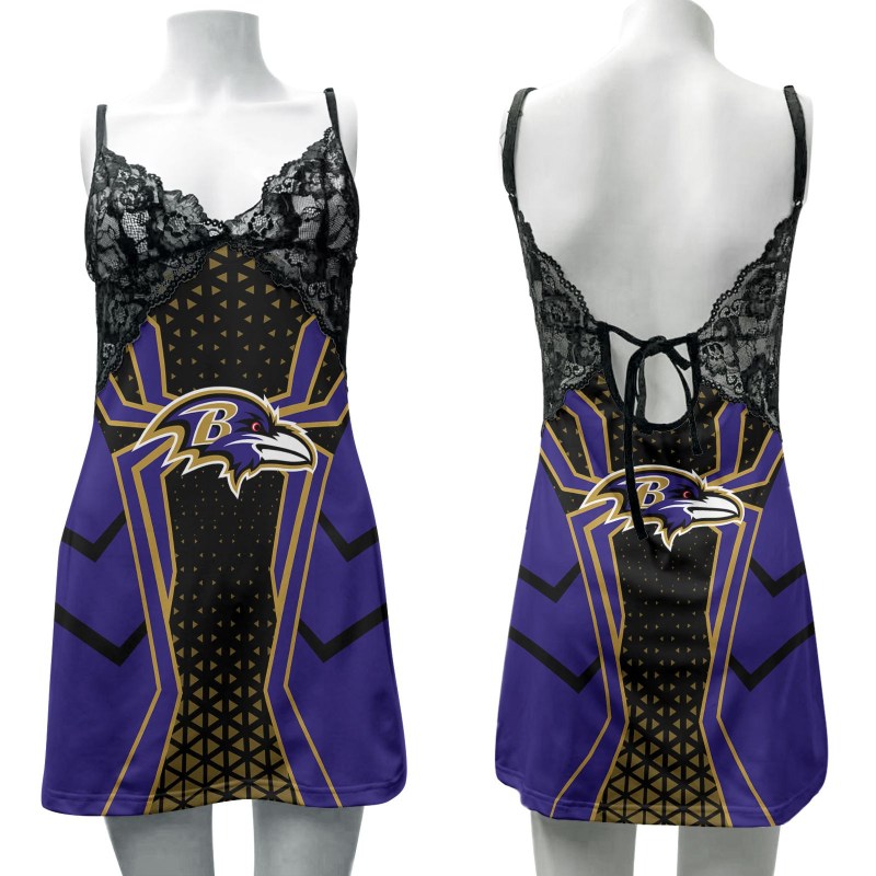 Baltimore Ravens Lace Back Strap Slip Dress