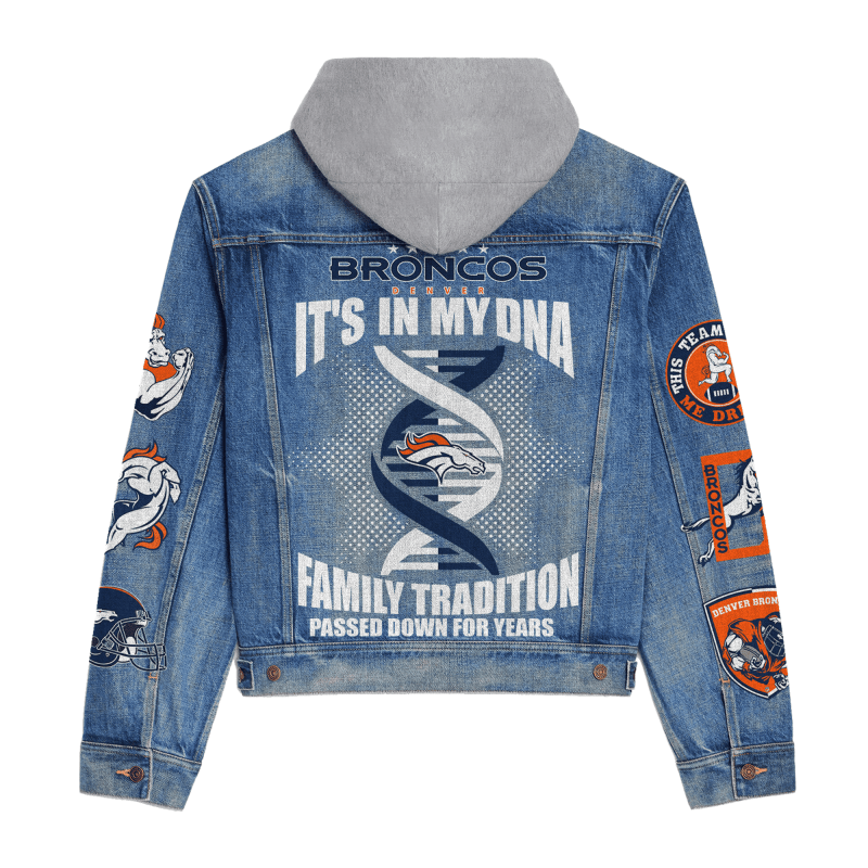 Denver Broncos Premium Hooded Denim Jacket Detail View
