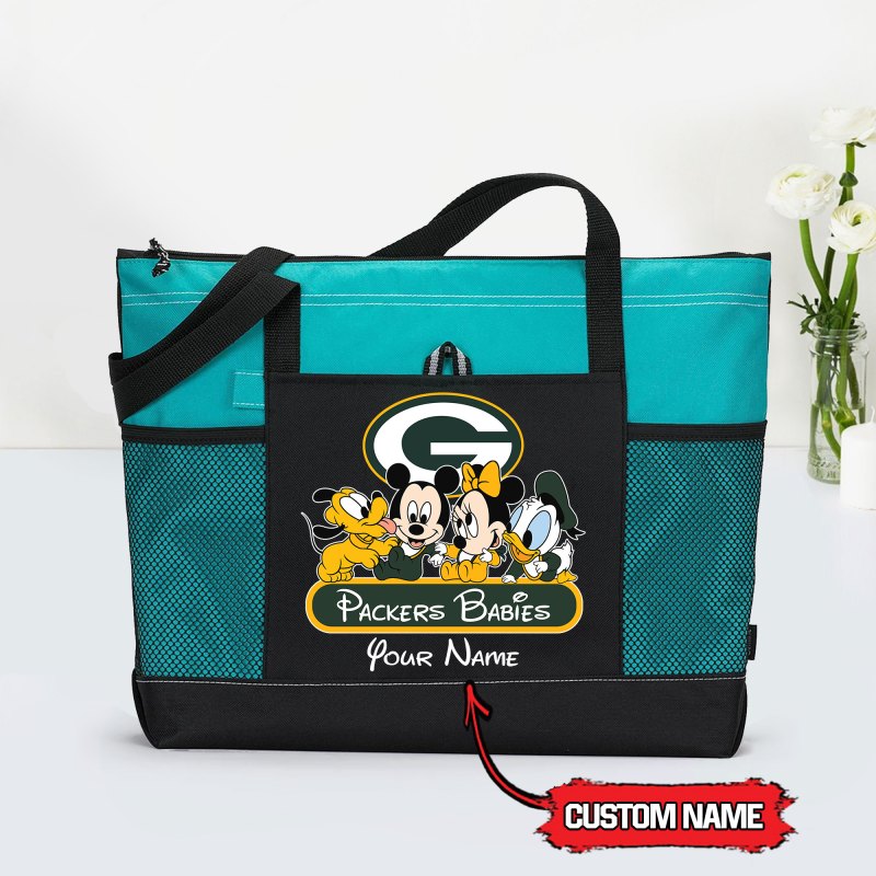 Teal Green Bay Packers Tote Bag