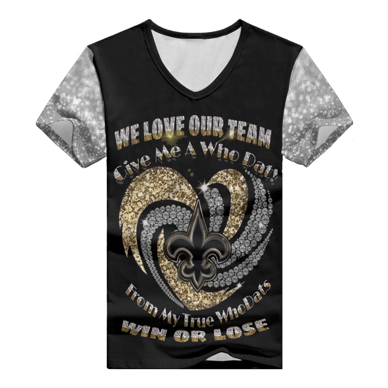 New Orleans Saints V-neck Women T-shirt - Back View
