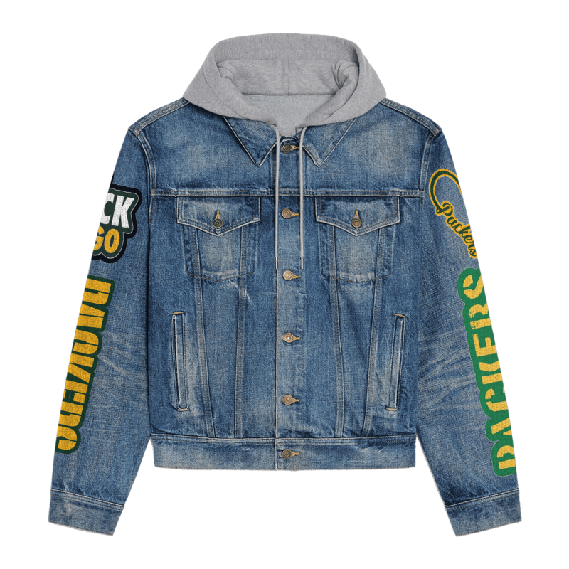 Green Bay Packers Premium Hooded Denim Jacket - Lifestyle Image