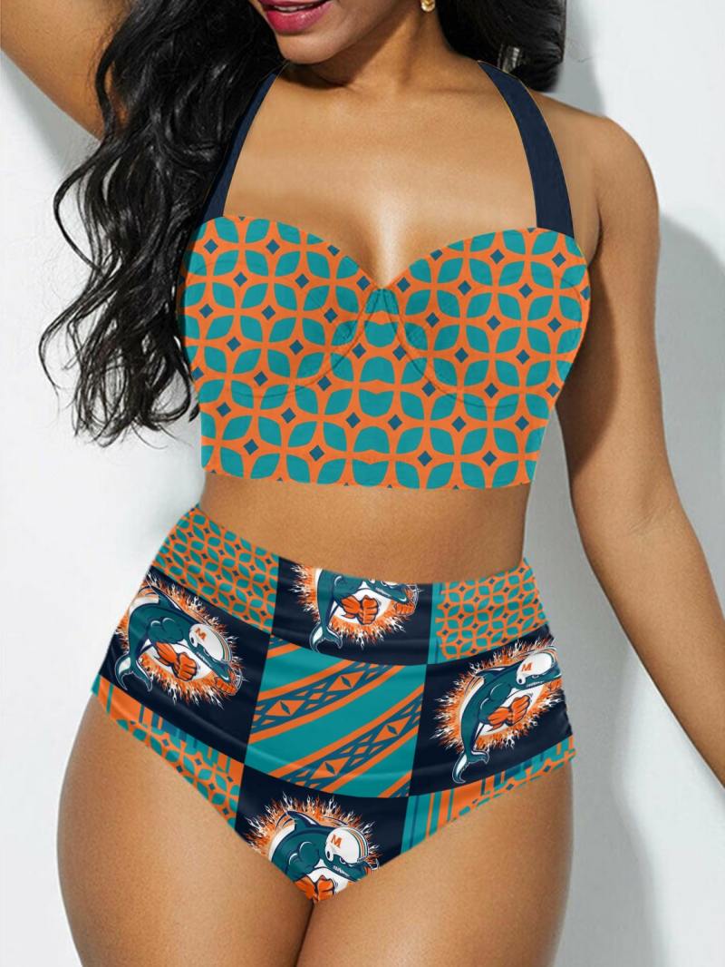 Miami Dolphins Sexy Print Bikini Swimsuit 1