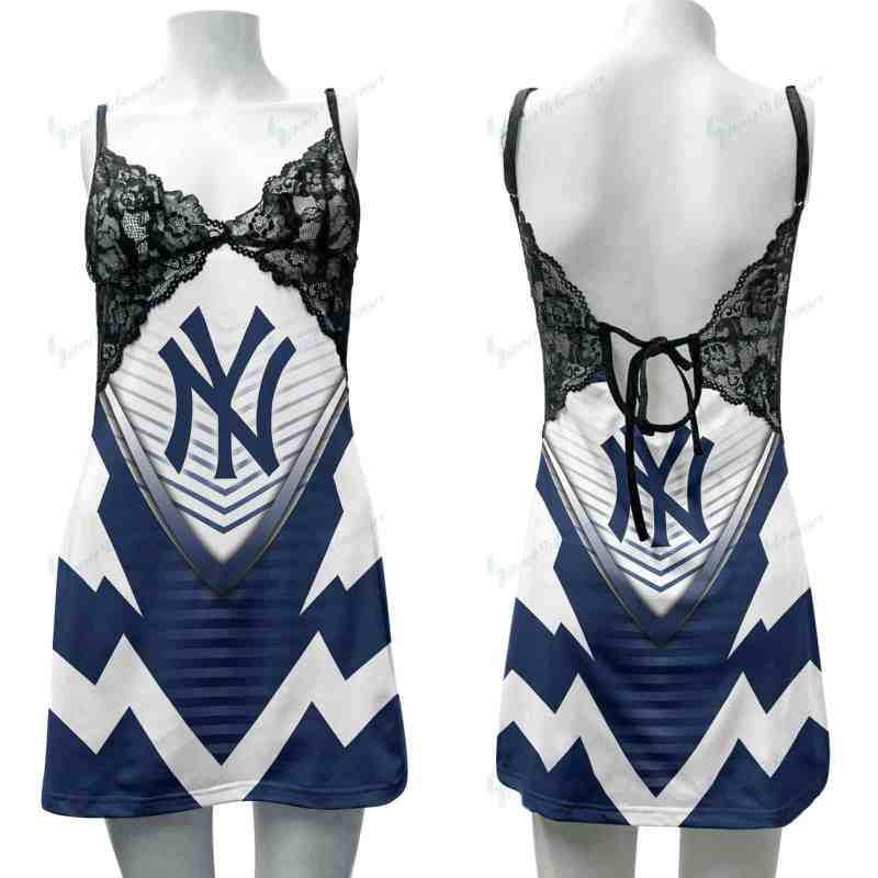 New York Yankees Lace Back Strap Slip Dress Fabric Detail