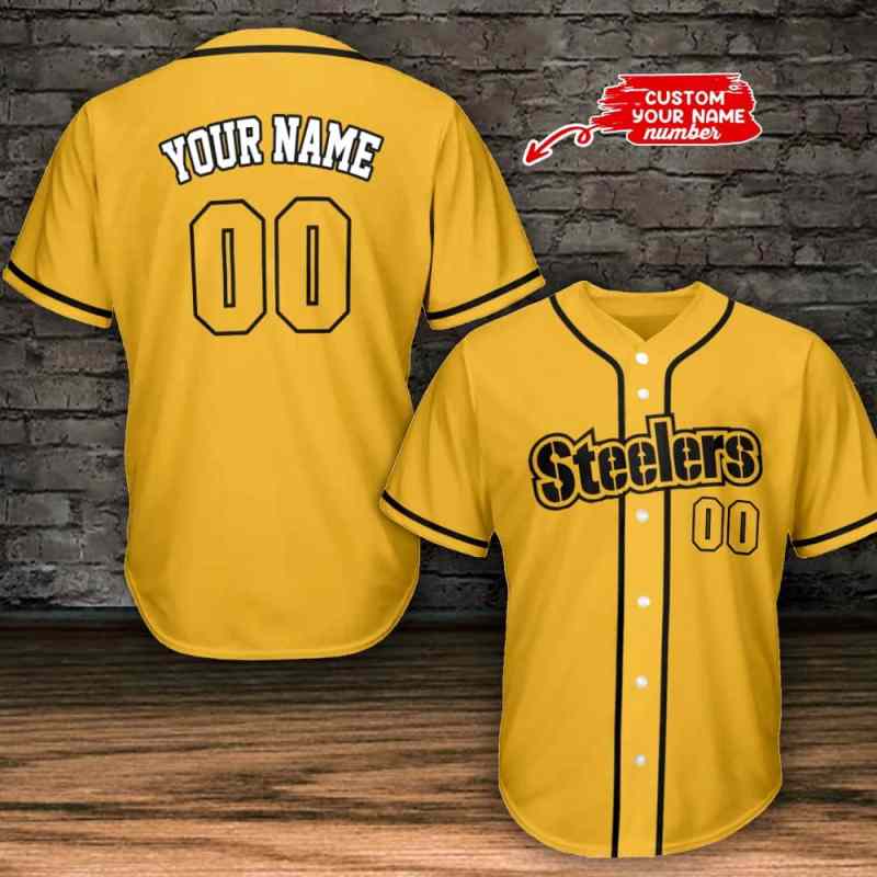 Pittsburgh Steelers Personalized Baseball Jersey - Yellow