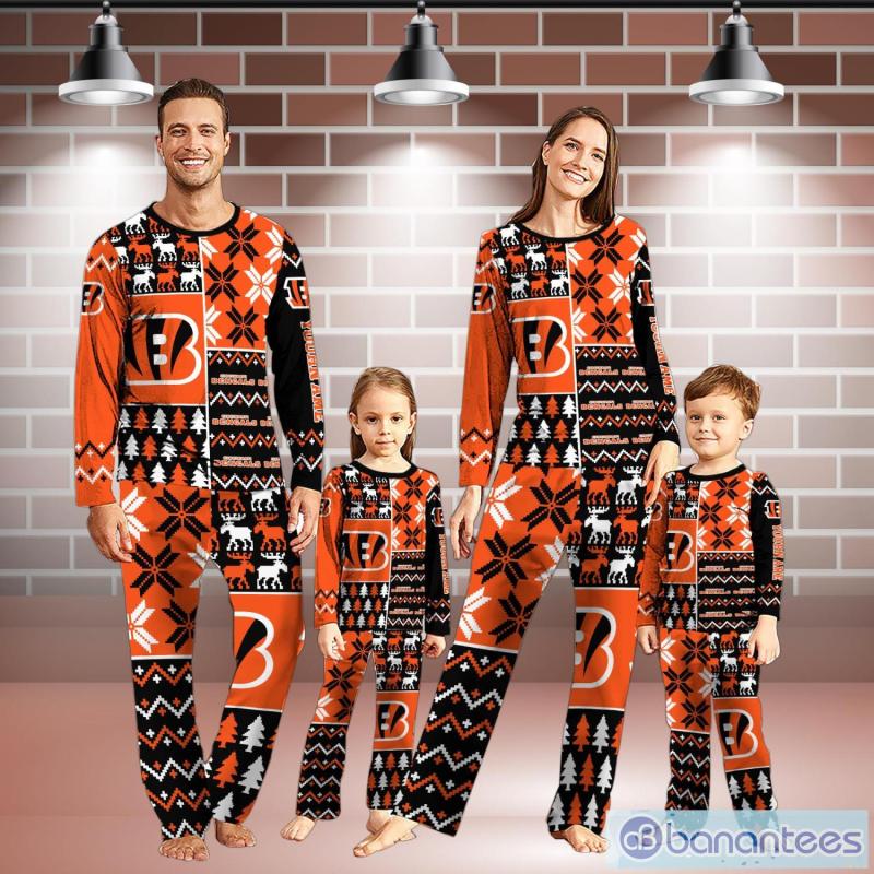 Cincinnati Bengals Pajamas Set Christmas Snowflake Pattern