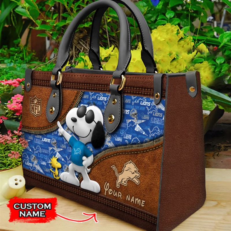 Detroit Lions Personalized Leather Hand Bag - Image 1