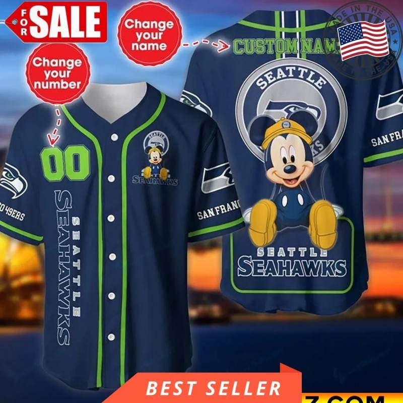Seattle Seahawks Personalized Baseball Jersey