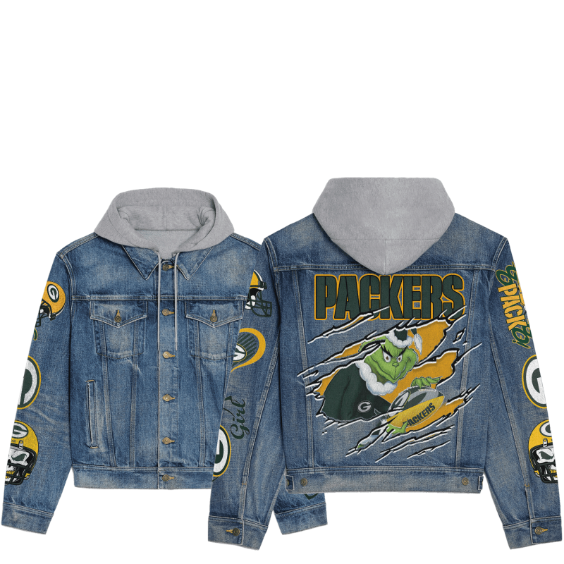 Green Bay Packers Denim Jacket Front View