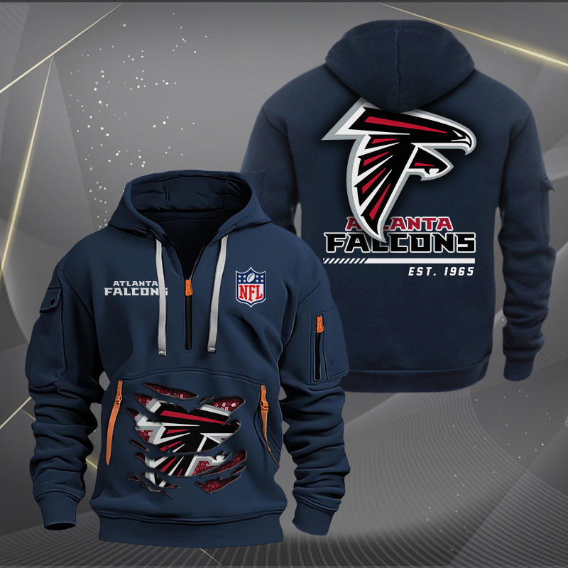 Atlanta Falcons Personalized Quarter Zip Hoodie - Side View
