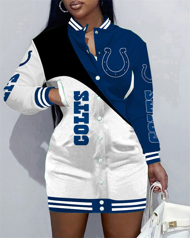 Indianapolis Colts Women Button Down Jacket Dress