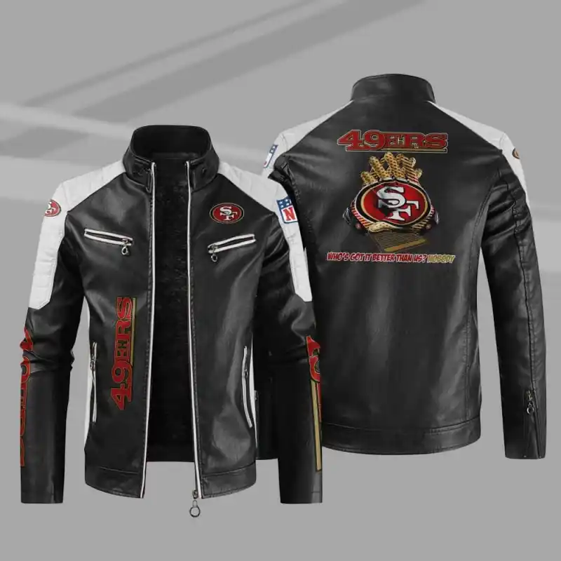 San Francisco 49ers Stand Collar Leather Jacket
