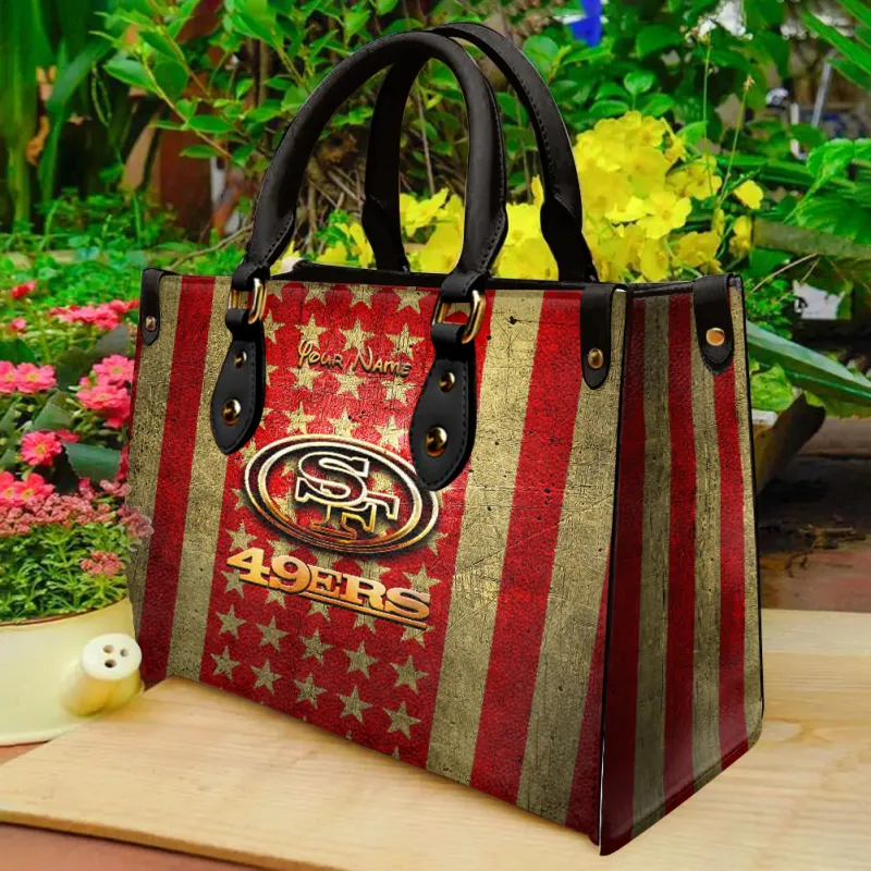 San Francisco 49ers Personalized Leather Hand Bag