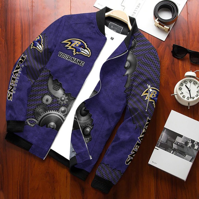 Baltimore Ravens Personalized Bomber Jacket Side View