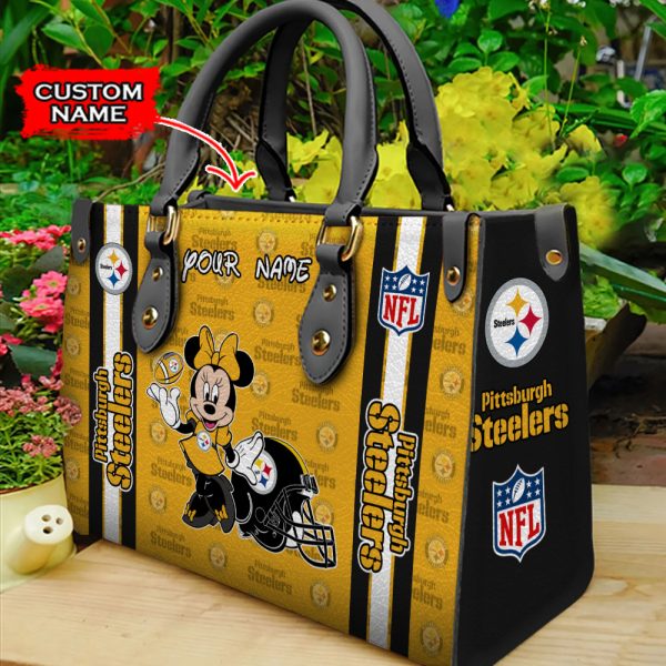Pittsburgh Steelers Personalized Leather Hand Bag
