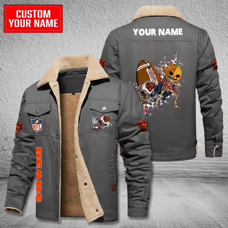 Chicago Bears Bomber Jacket Gray