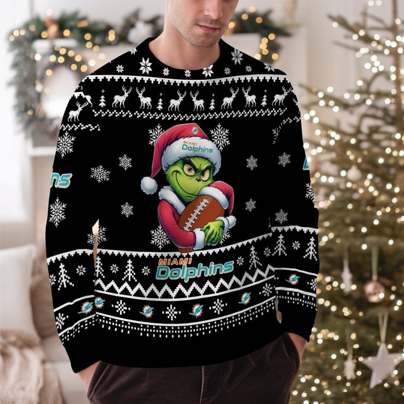 Miami Dolphins Ugly Christmas Sweater - Outdoor View 2