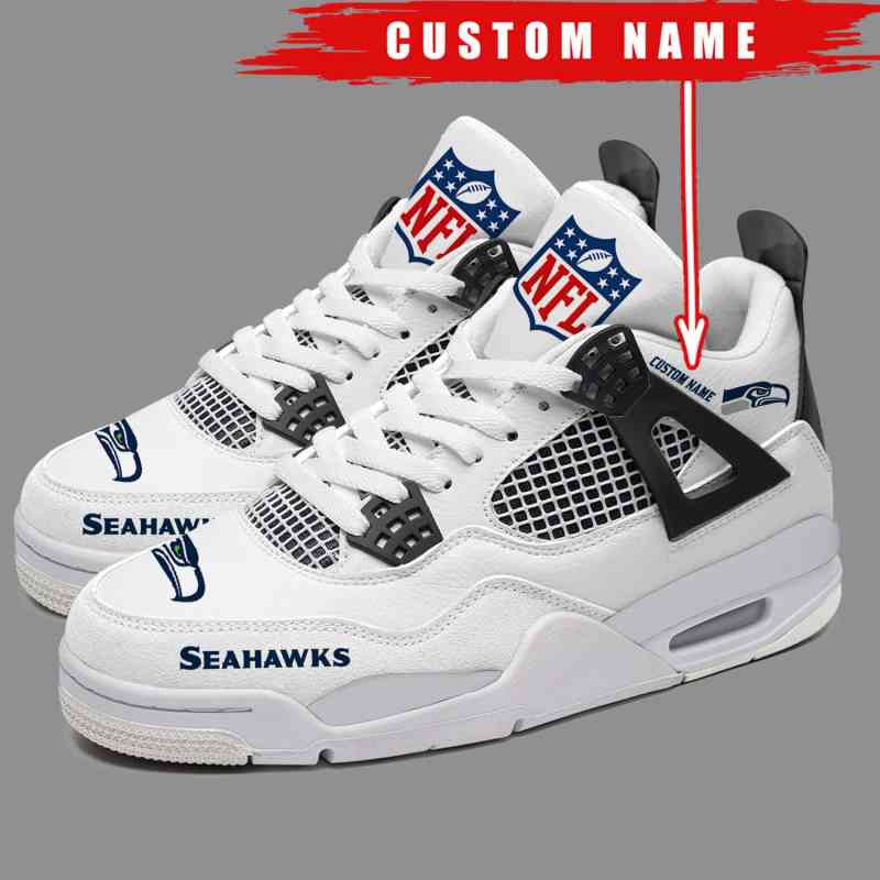 Seattle Seahawks AJ4 Sneaker - White