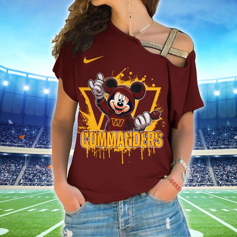 Washington Commanders Women's One Shoulder Shirt - Front View