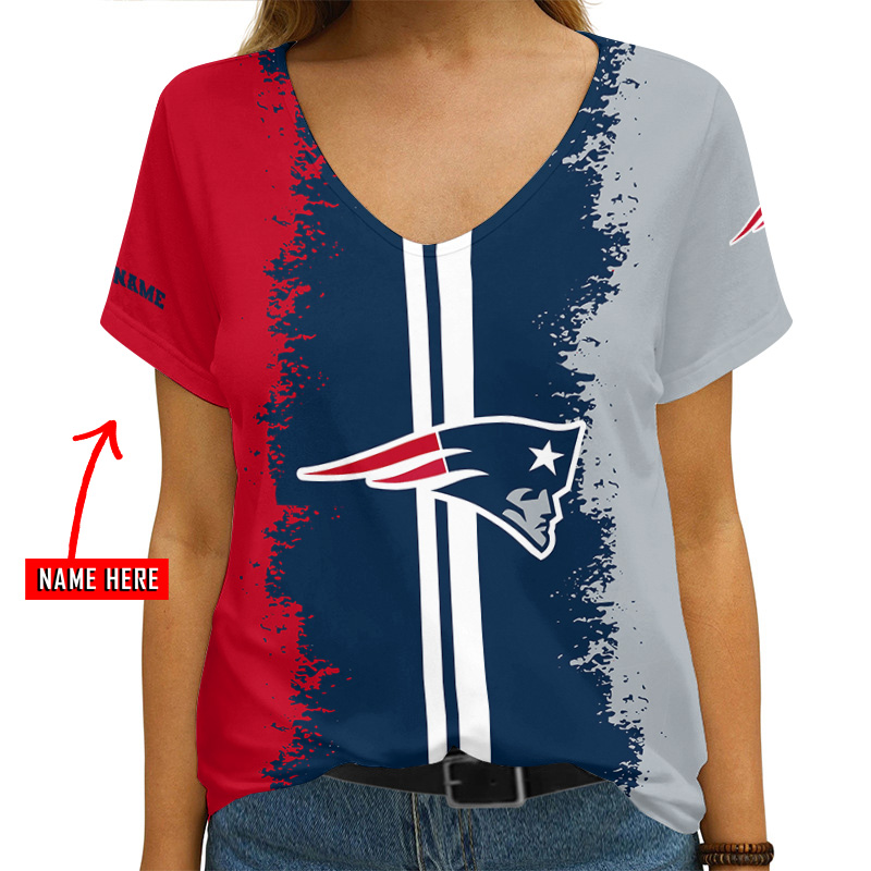New England Patriots V-neck T-shirt Women's Style