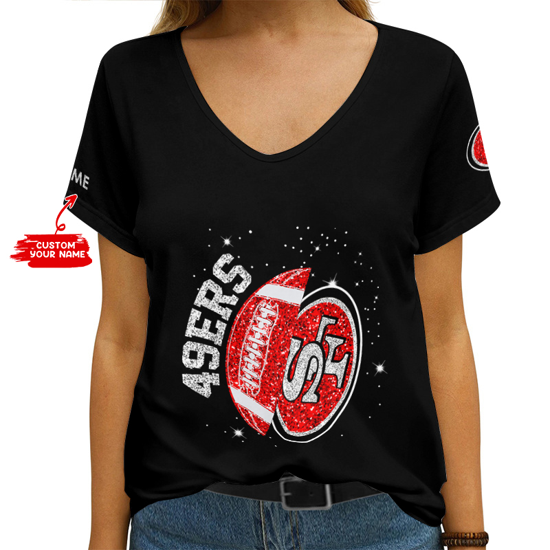 San Francisco 49ers Personalized V-neck T-shirt
