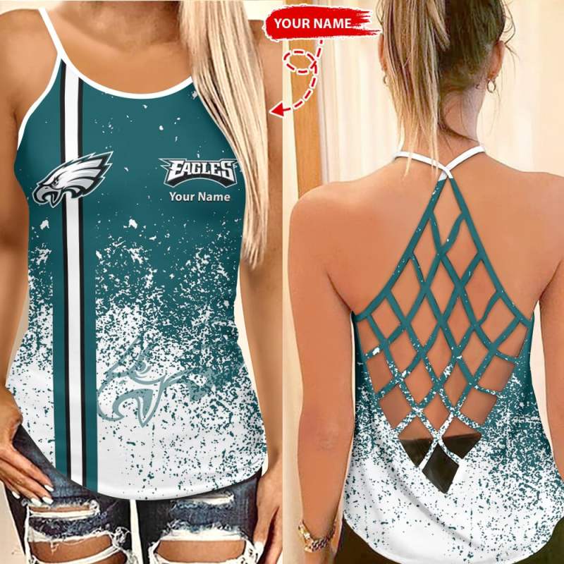 Philadelphia Eagles Personalized Criss Cross Tank Top