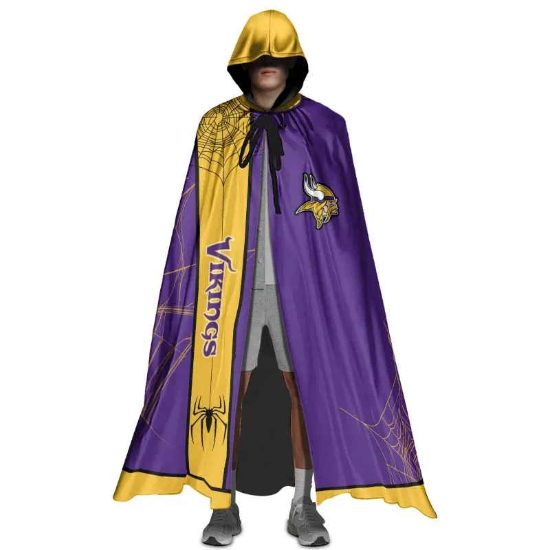 Minnesota Vikings Cowebs Pattern Halloween Cloak