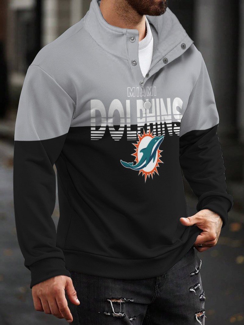 Miami Dolphins Casual Colorful Stand Collar Sweatshirt