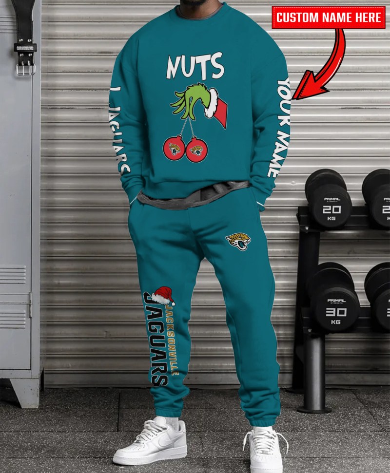 Jacksonville Jaguars Chest - Nuts Combo Sweatshirt And Sweatpants Christmas Collection AZCASP000184TeamColor 1 Jacksonville Jaguars Sweatshirt and Sweatpants