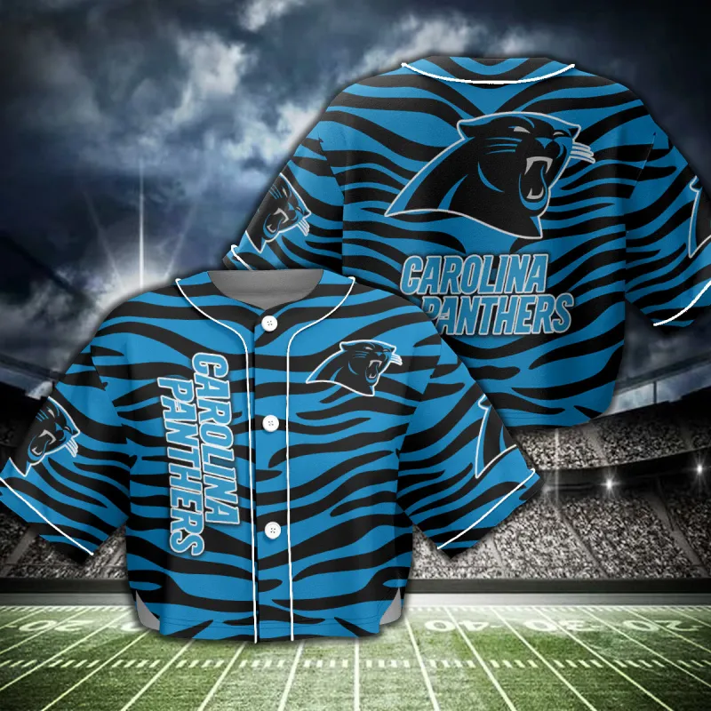 Carolina Panthers Crop Top Baseball Jersey