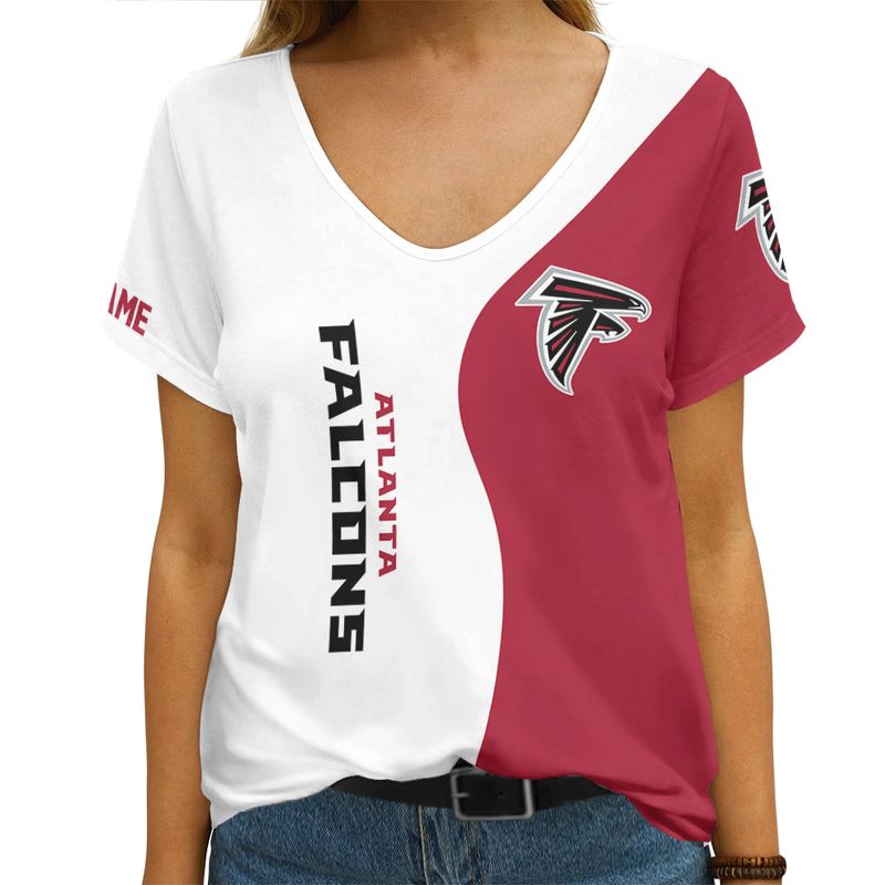 Atlanta Falcons Personalized V-neck Women T-shirt Image 3