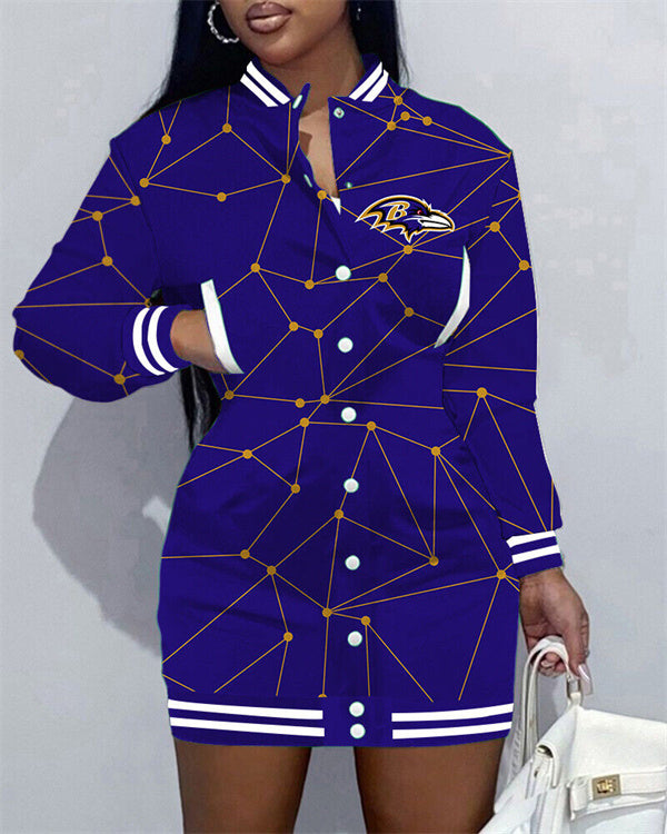 Baltimore Ravens Women Button Down Jacket Dress