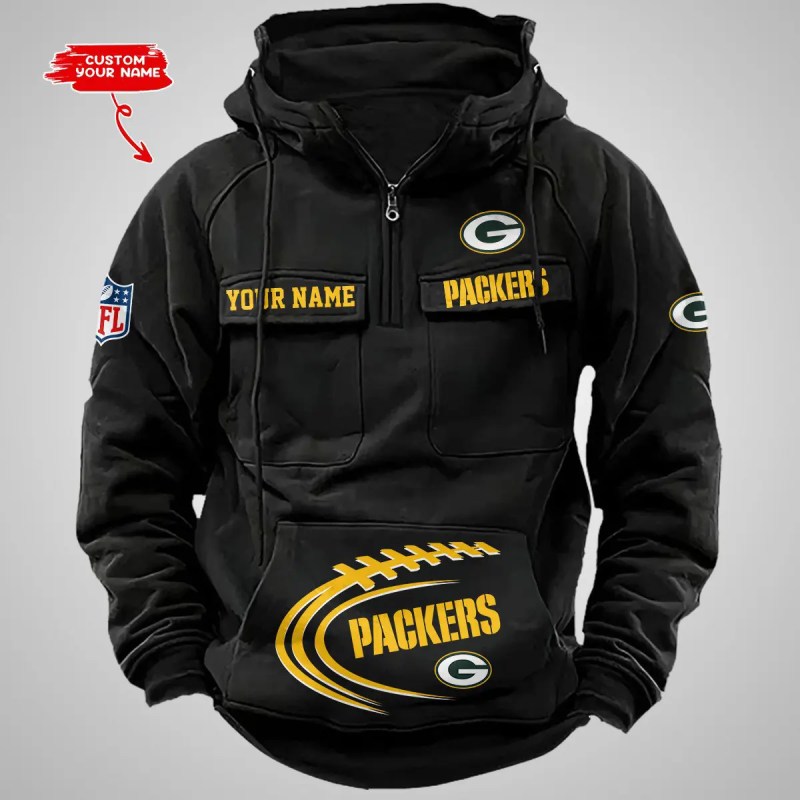Green Bay Packers Multi-Pockets Zip Hoodie
